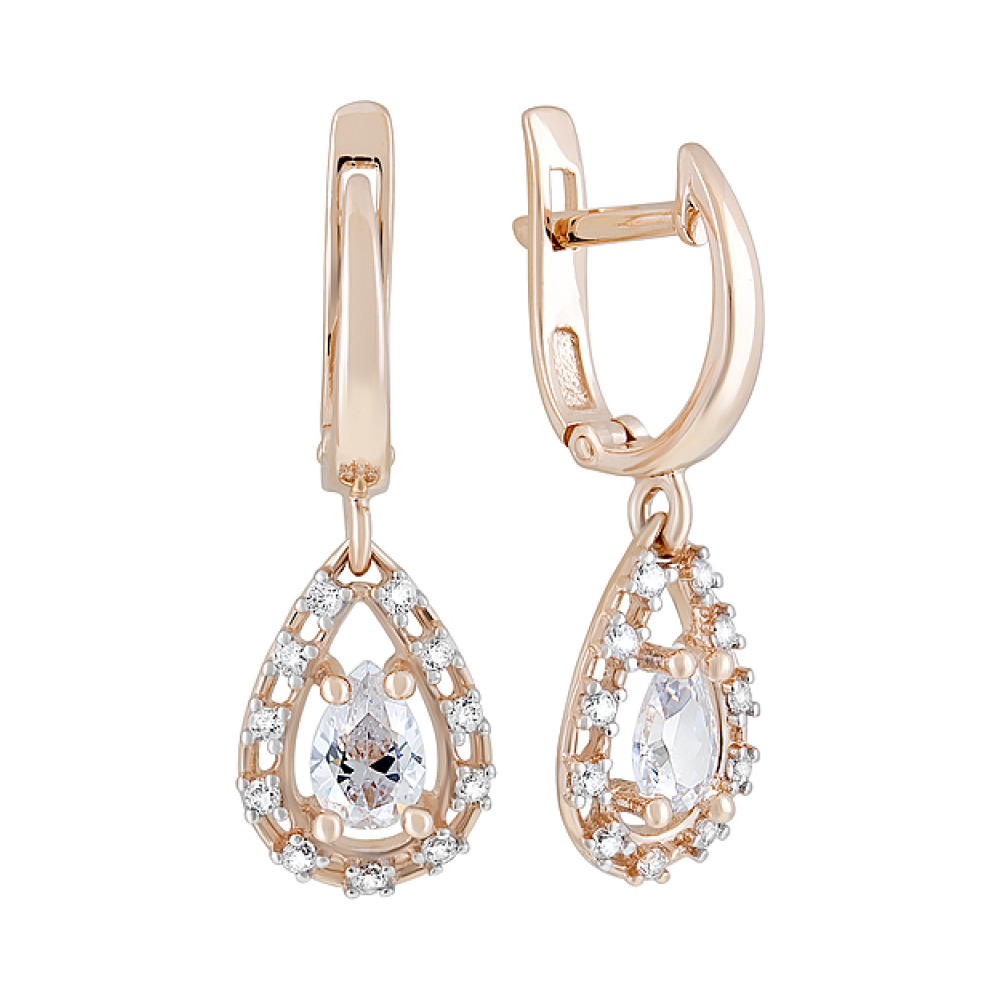 Золотые серьги с фианитами № 127069