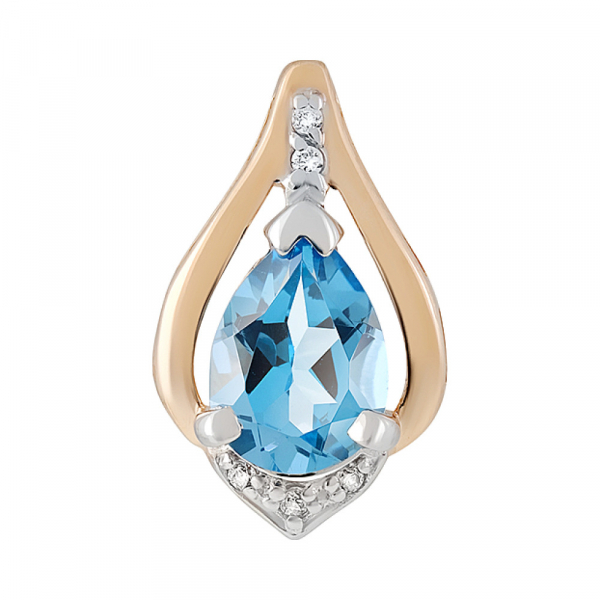 Золотая подвеска с топазом и фианитом № 126354