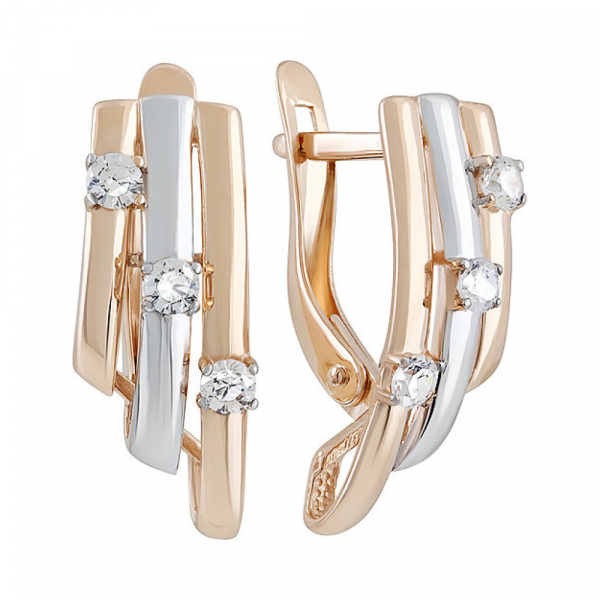 Золотые серьги с фианитом № 135205