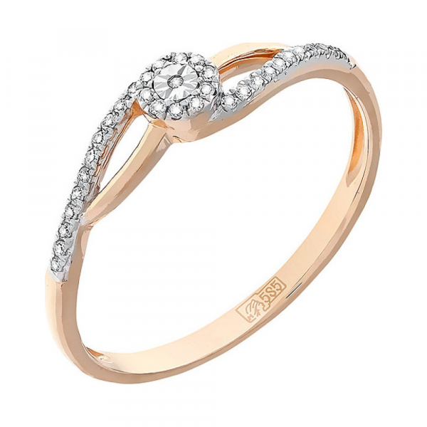 Золотое кольцо с бриллиантом № 112861