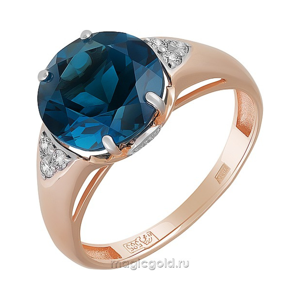Золотое кольцо с топазом и фианитом № 164434