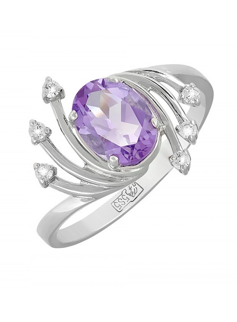 Золотое кольцо с аметистом и фианитом № 85325