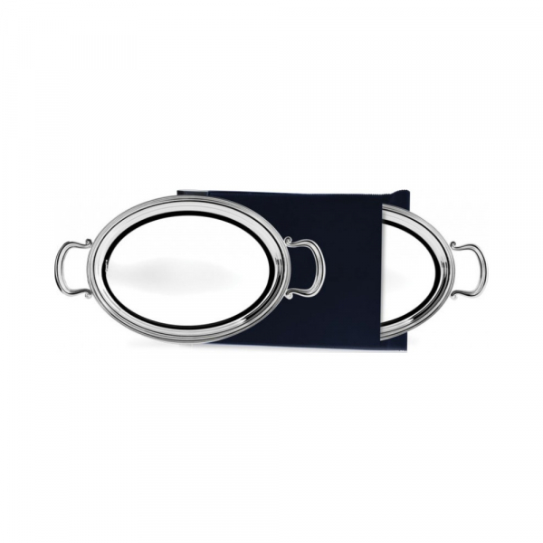 Серебряный поднос овальный с ручками «Георгиан» 24х16