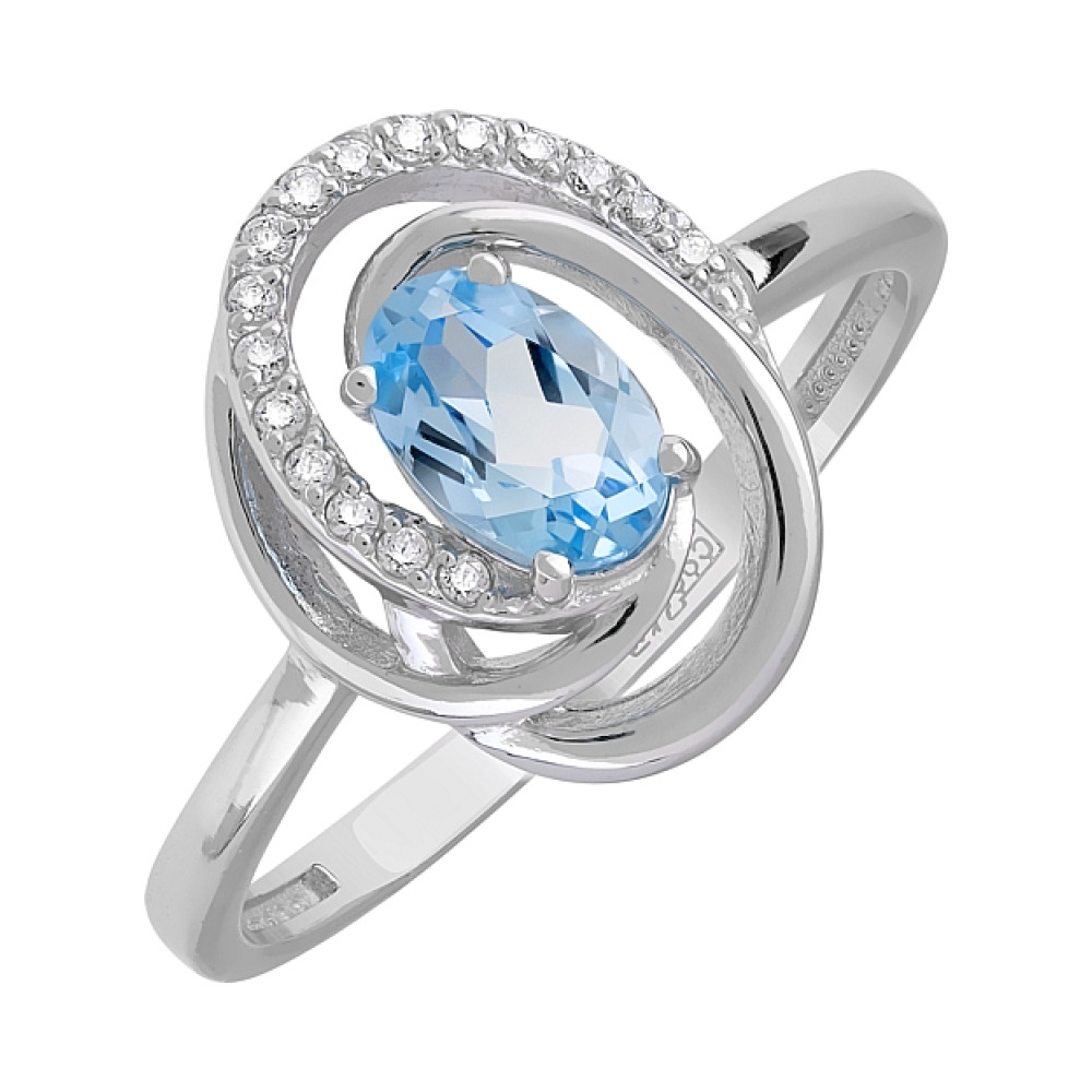 Золотое кольцо с топазом и фианитом № 119924