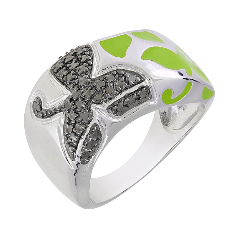 Серебряное кольцо с эмалью № 70803