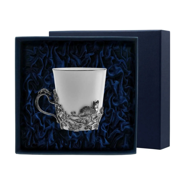 Чашка чайная Куница с чернением из серебра 925 пробы