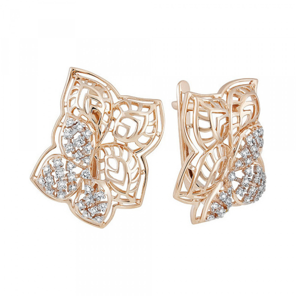 Золотые серьги с фианитом № 133337