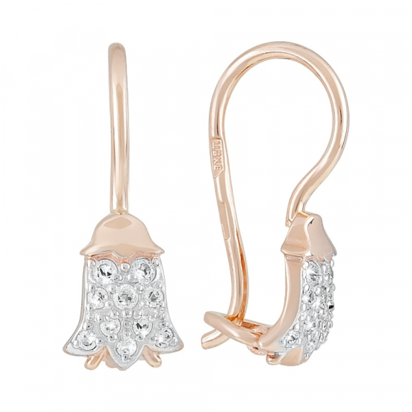 Золотые серьги с фианитами № 121896