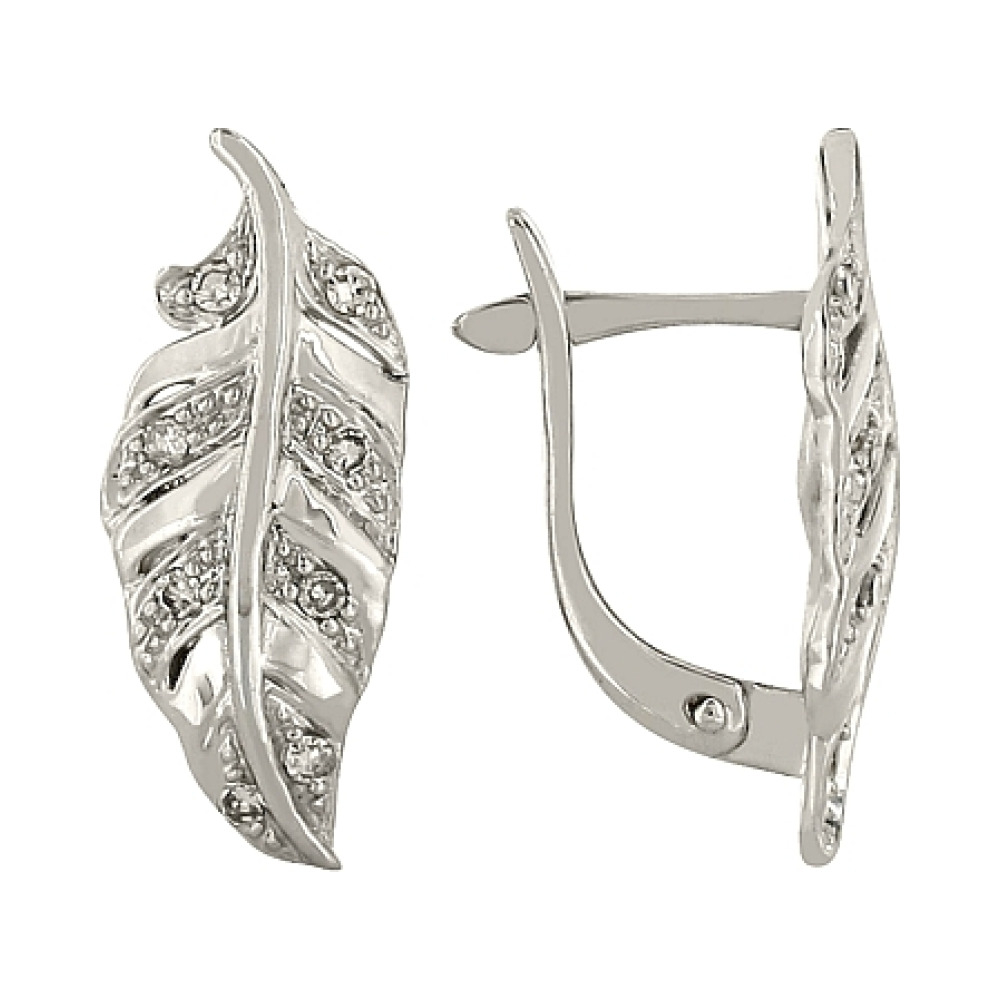 Золотые серьги с бриллиантом № 83622