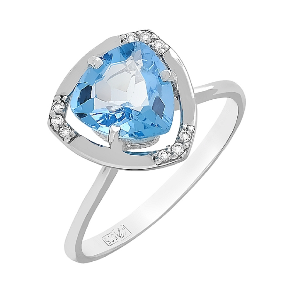 Золотое кольцо с топазом и фианитом № 76623