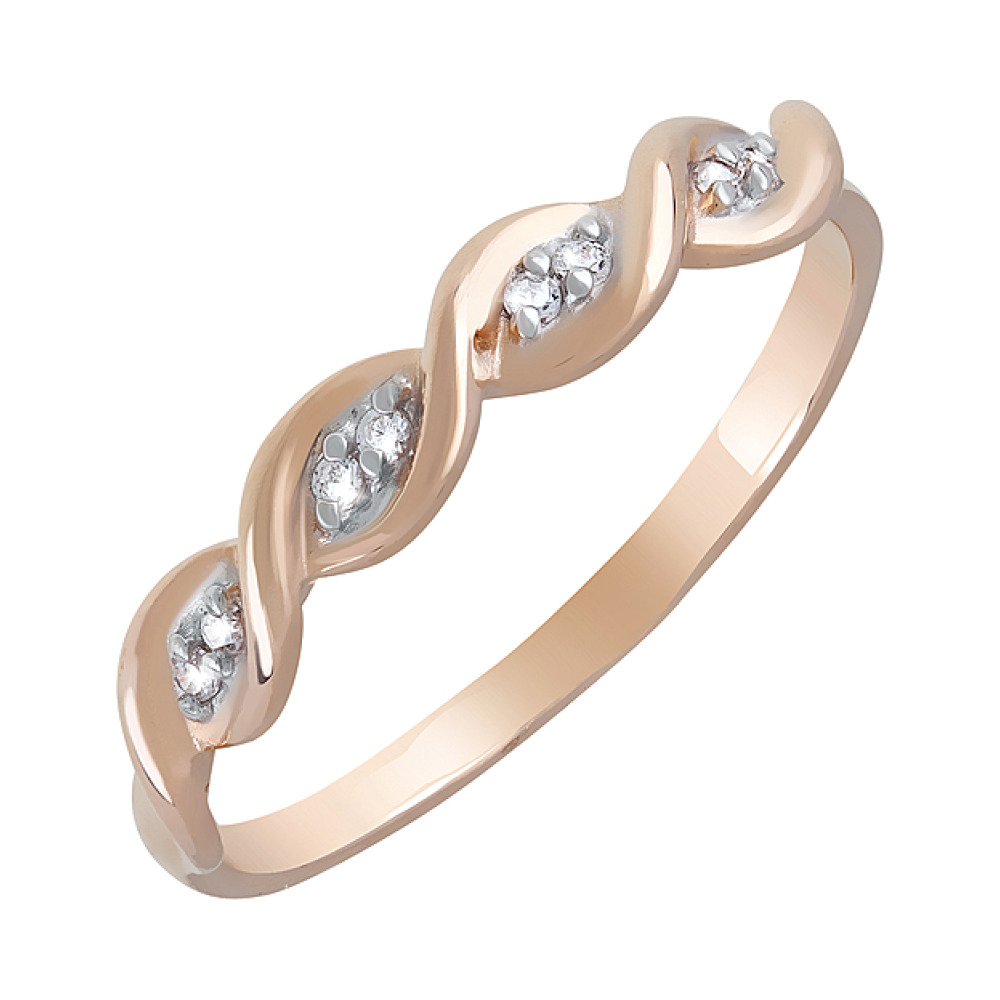 Золотое кольцо с фианитами № 122323