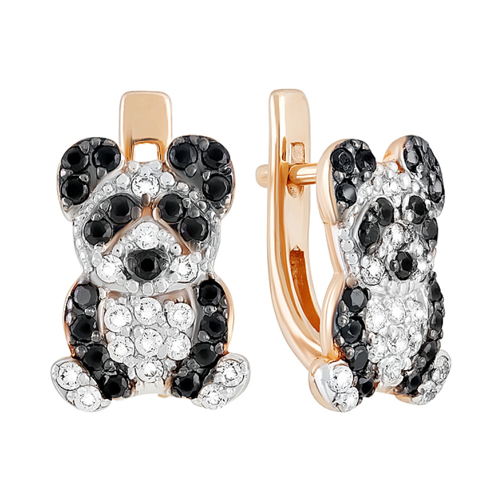 Золотые серьги с фианитом № 129783