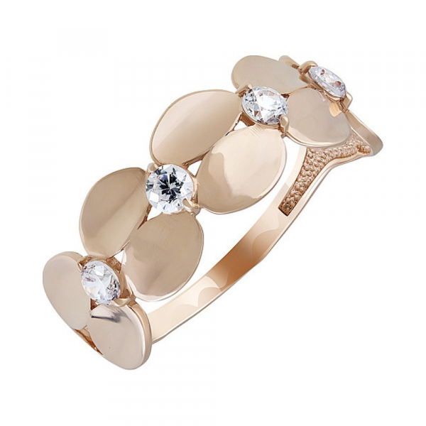 Золотое кольцо с фианитом № 135262