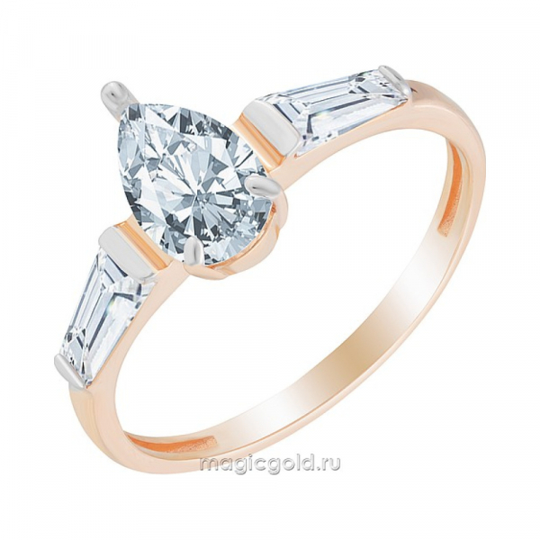 Золотое кольцо с фианитом № 172110