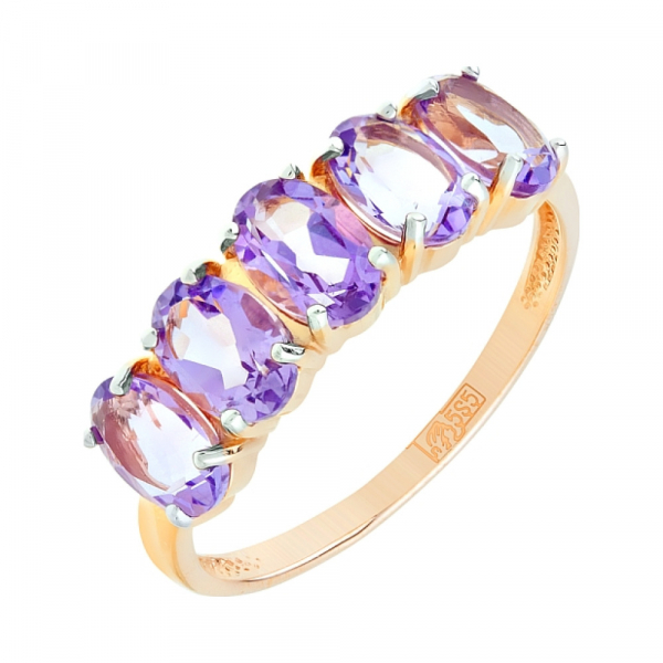Золотое кольцо с аметистом № 107277