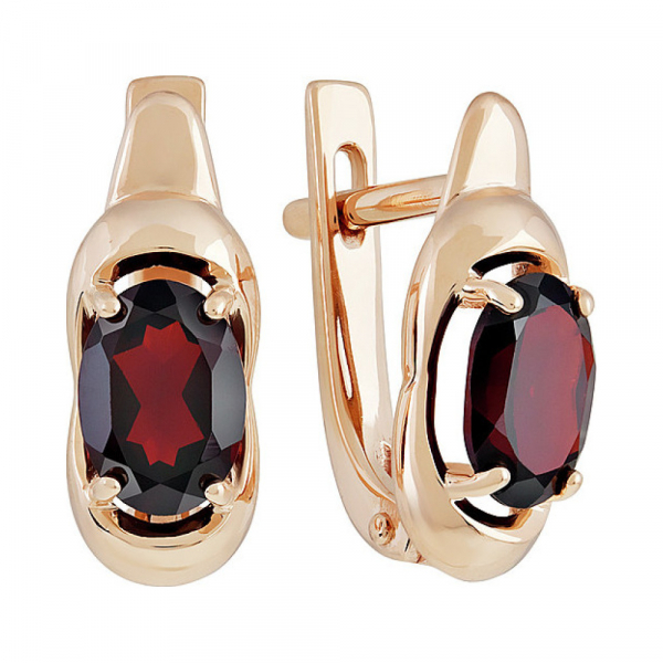 Золотые серьги с гранатом № 137845