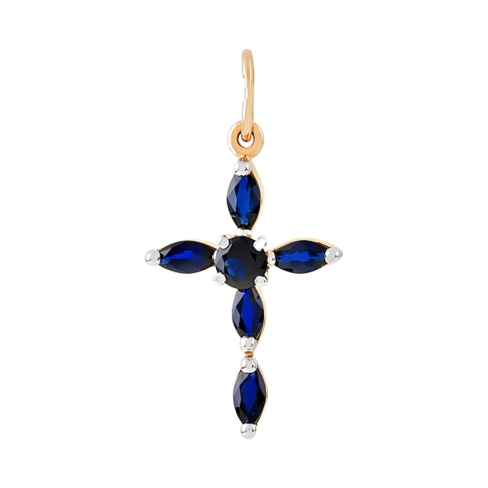 Золотая подвеска с сапфиром № 101210