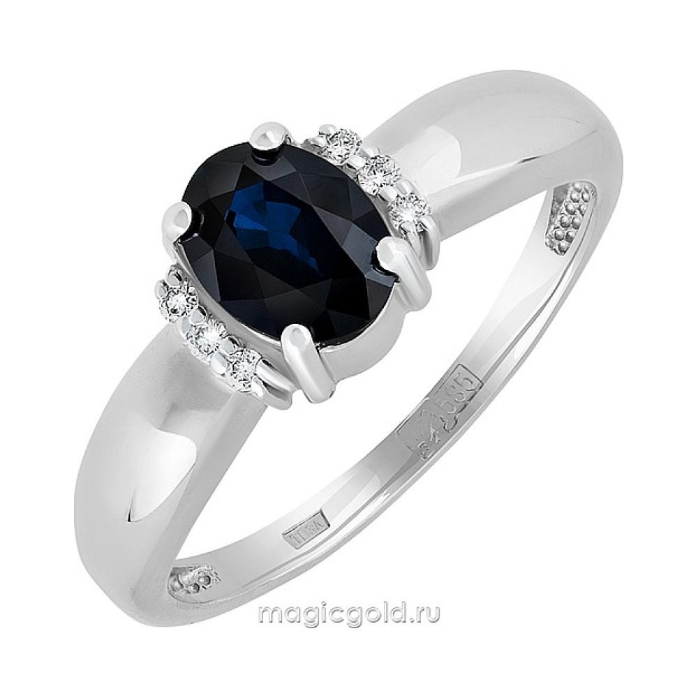 Золотое кольцо с сапфиром и фианитом № 141953