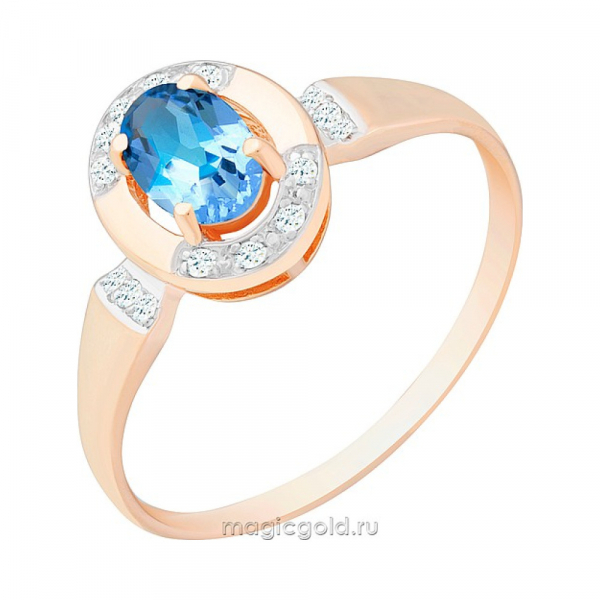 Золотое кольцо с топазом и фианитом № 170447