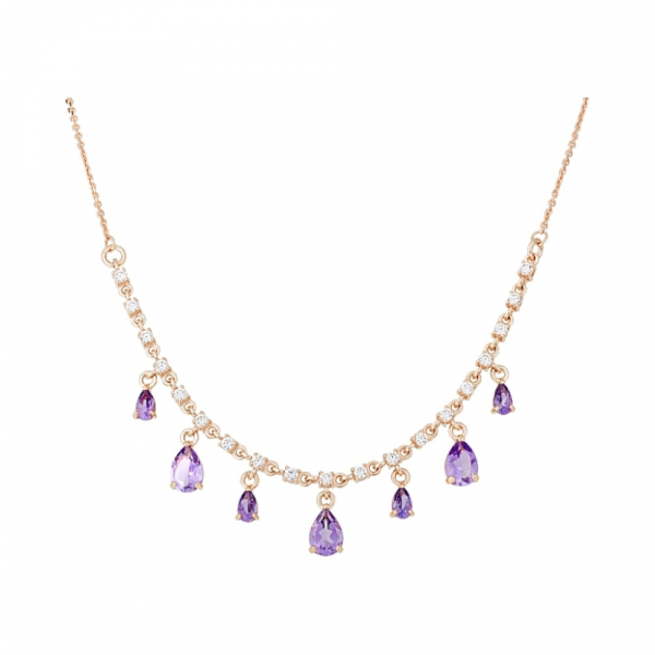 Золотое колье с аметистом и фианитом № 113979