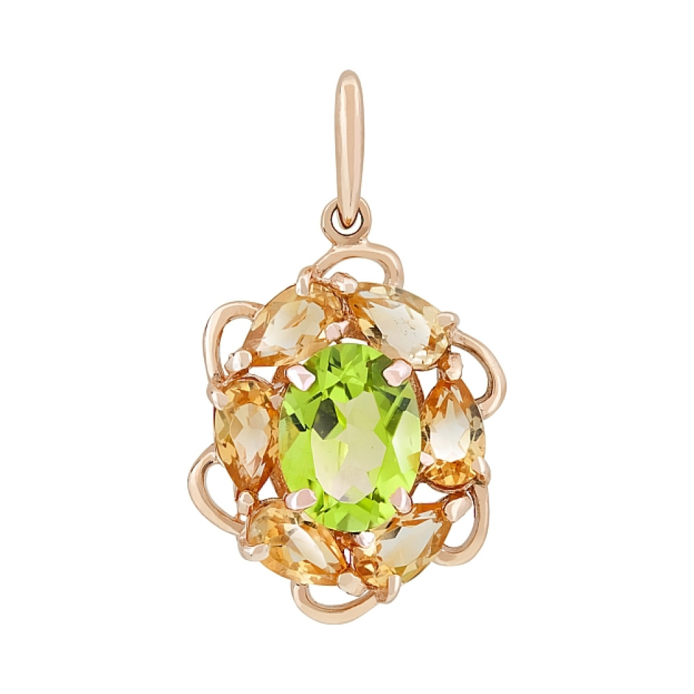 Золотая подвеска с полудраг вставками № 116461