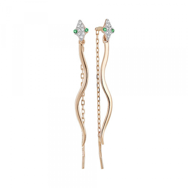 Золотые серьги с фианитом № 133466