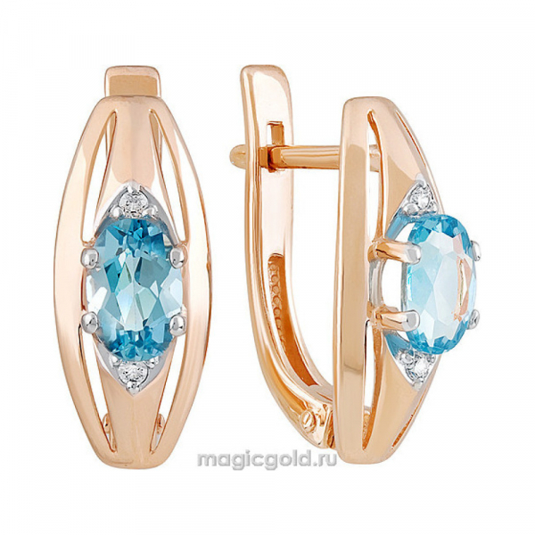 Золотые серьги с топазом и фианитом № 142153