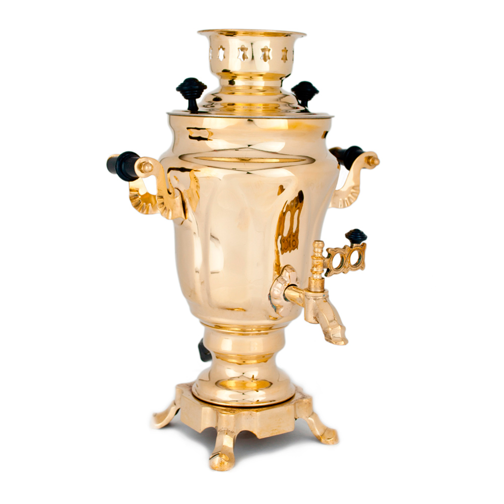 Фотография самовар электрический "тюльпан", 1.5 литра, полированная латунь №2