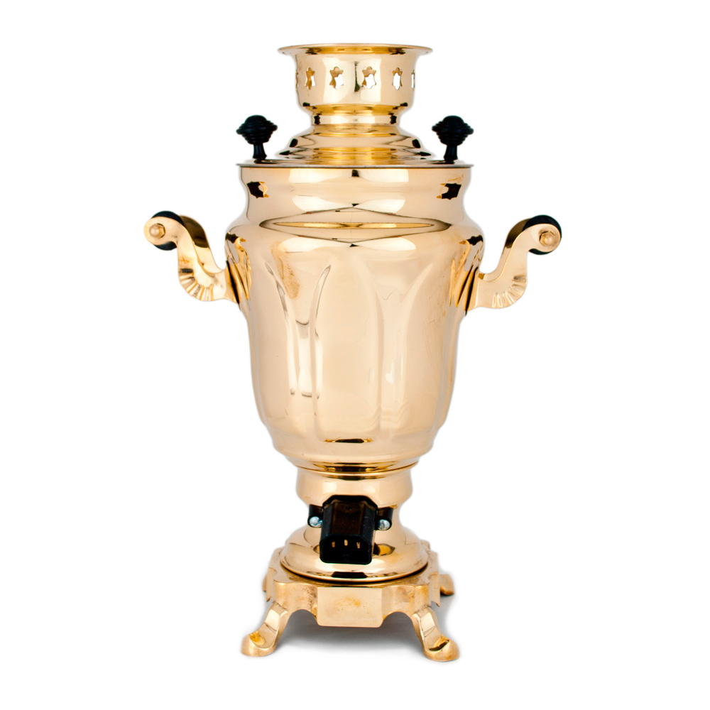 Фотография самовар электрический "тюльпан", 1.5 литра, полированная латунь №3