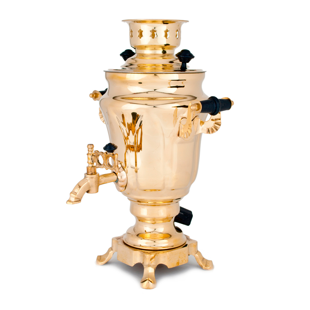 Фотография самовар электрический "тюльпан", 1.5 литра, полированная латунь №4