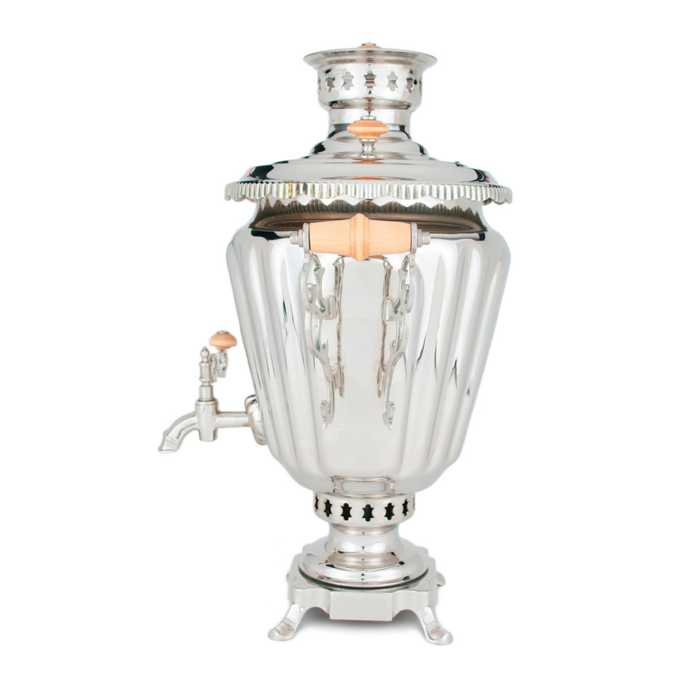 Фотография самовар жаровой "конус", 5 литров, никелированный №2