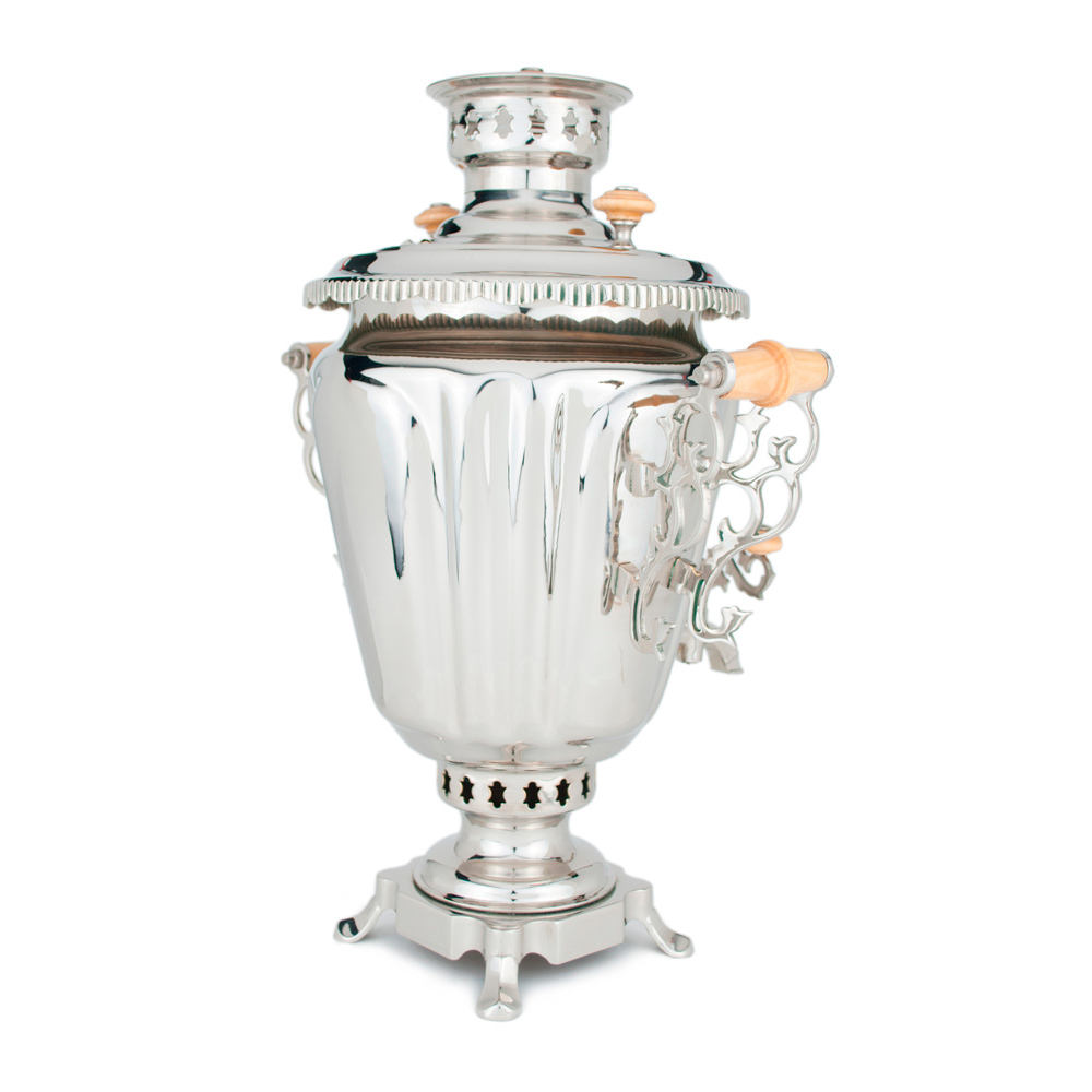 Фотография самовар жаровой "конус", 5 литров, никелированный №3