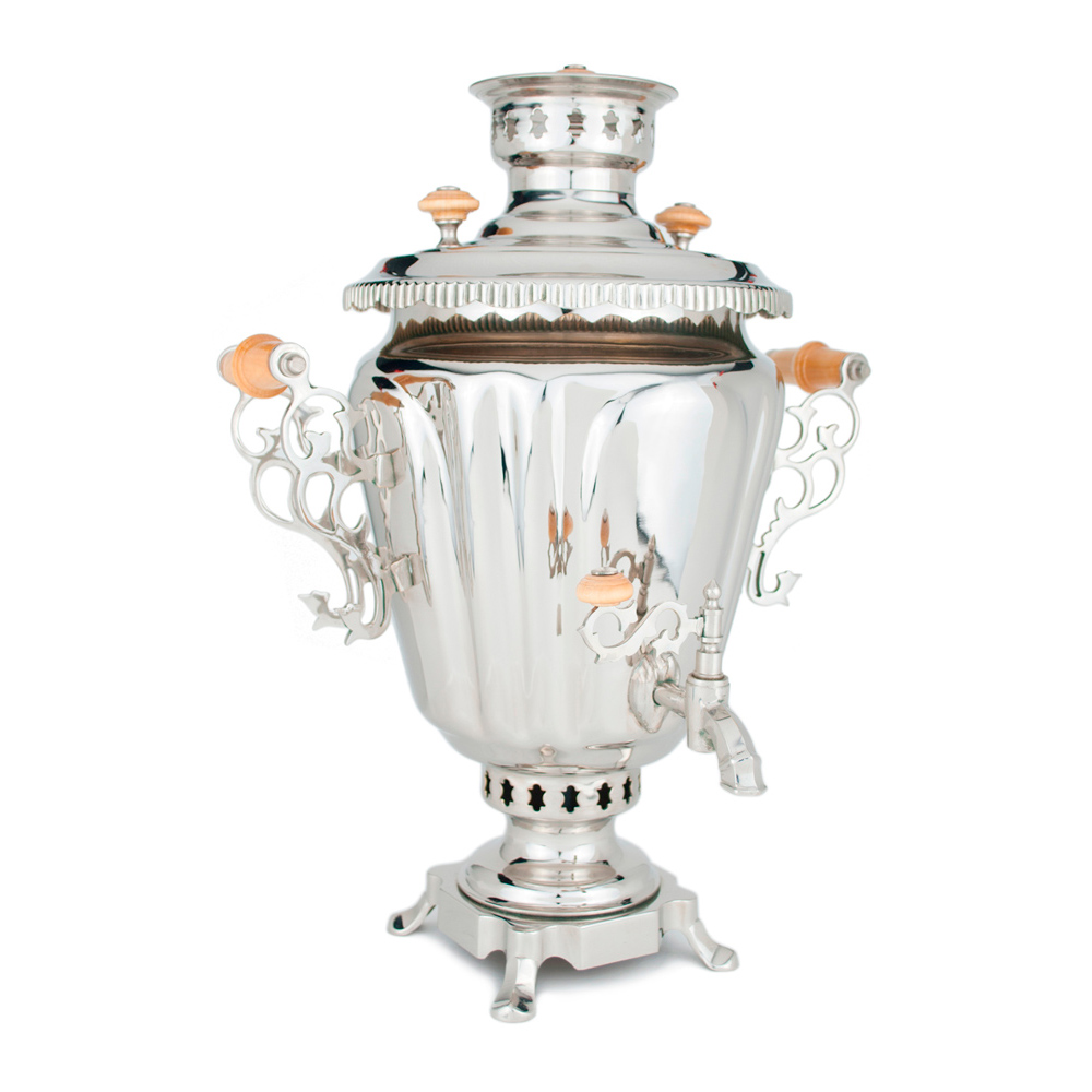 Фотография самовар жаровой "конус", 5 литров, никелированный №4