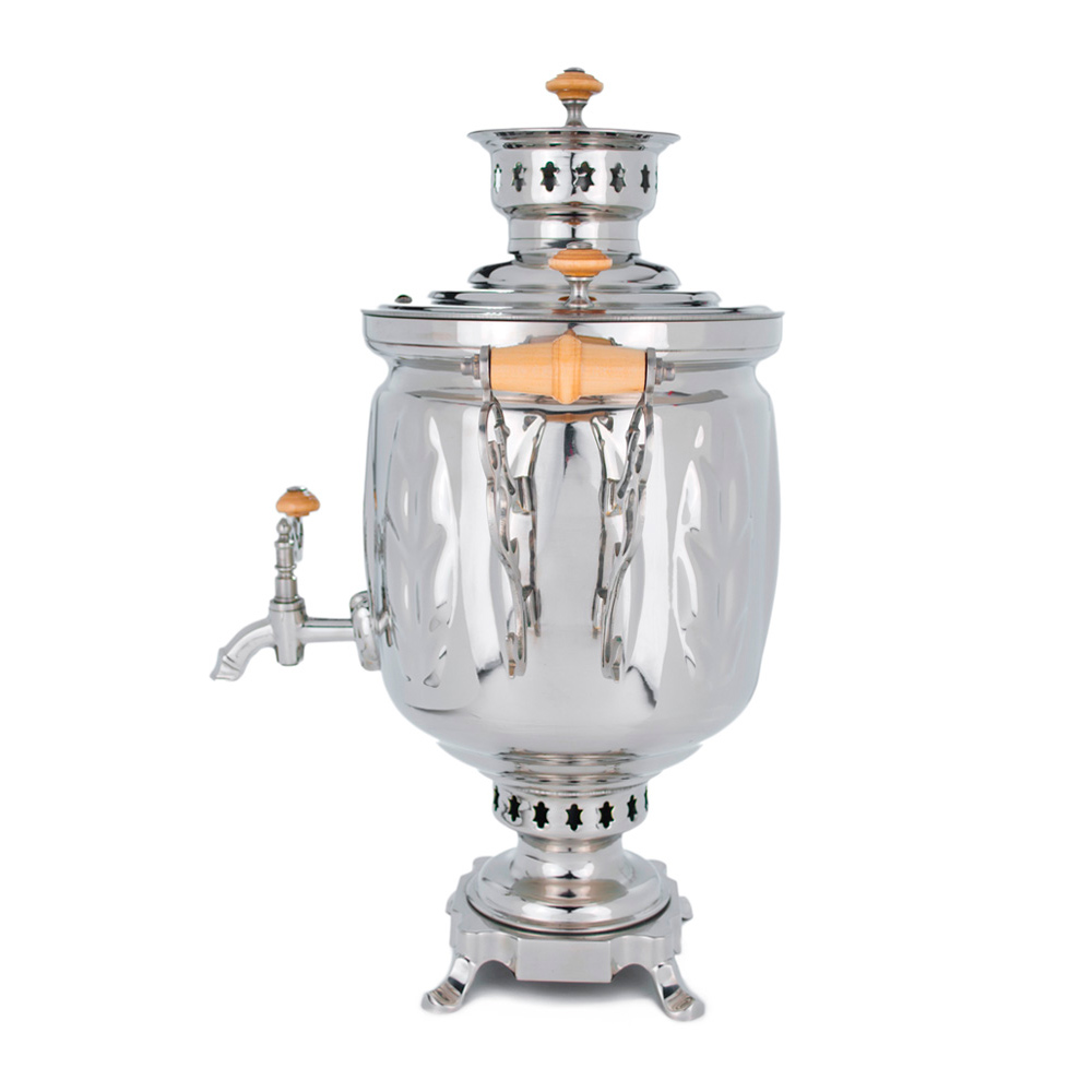 Фотография самовар жаровой "банка", 5 литров,  никелированный №2