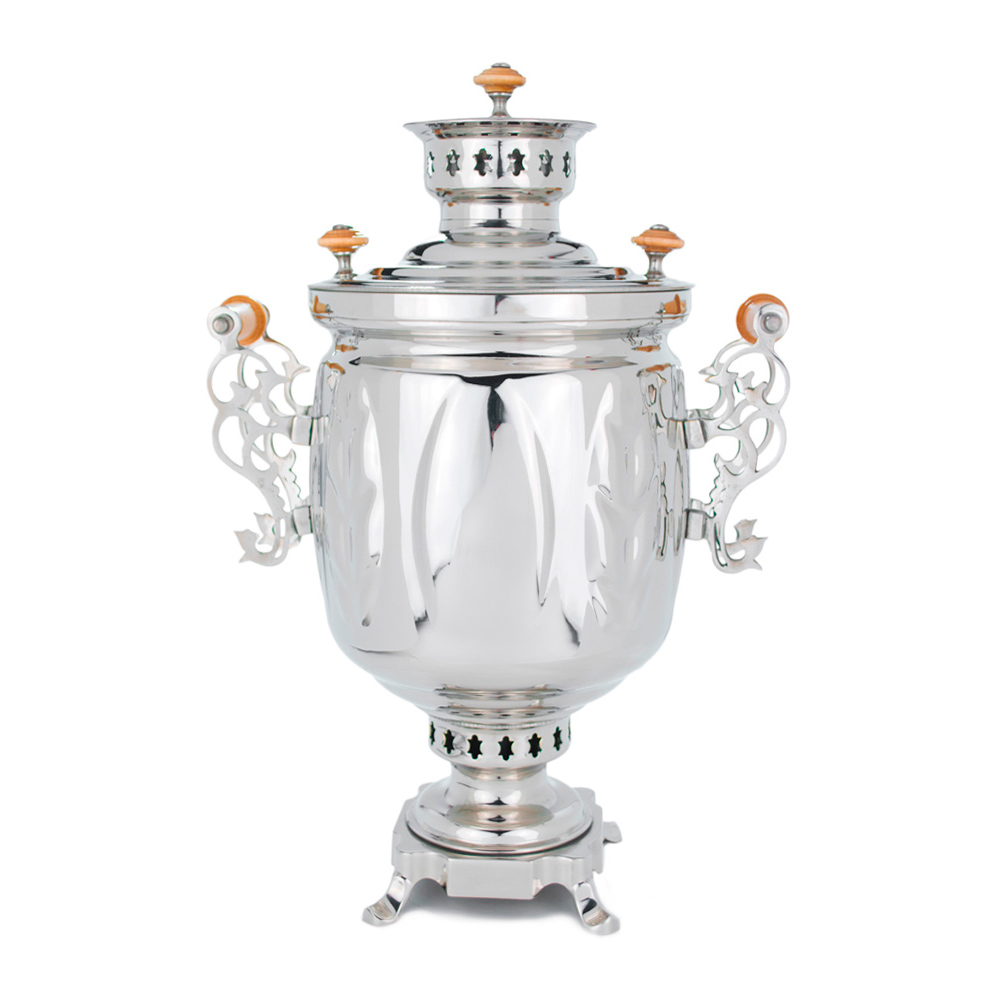 Фотография самовар жаровой "банка", 5 литров,  никелированный №3