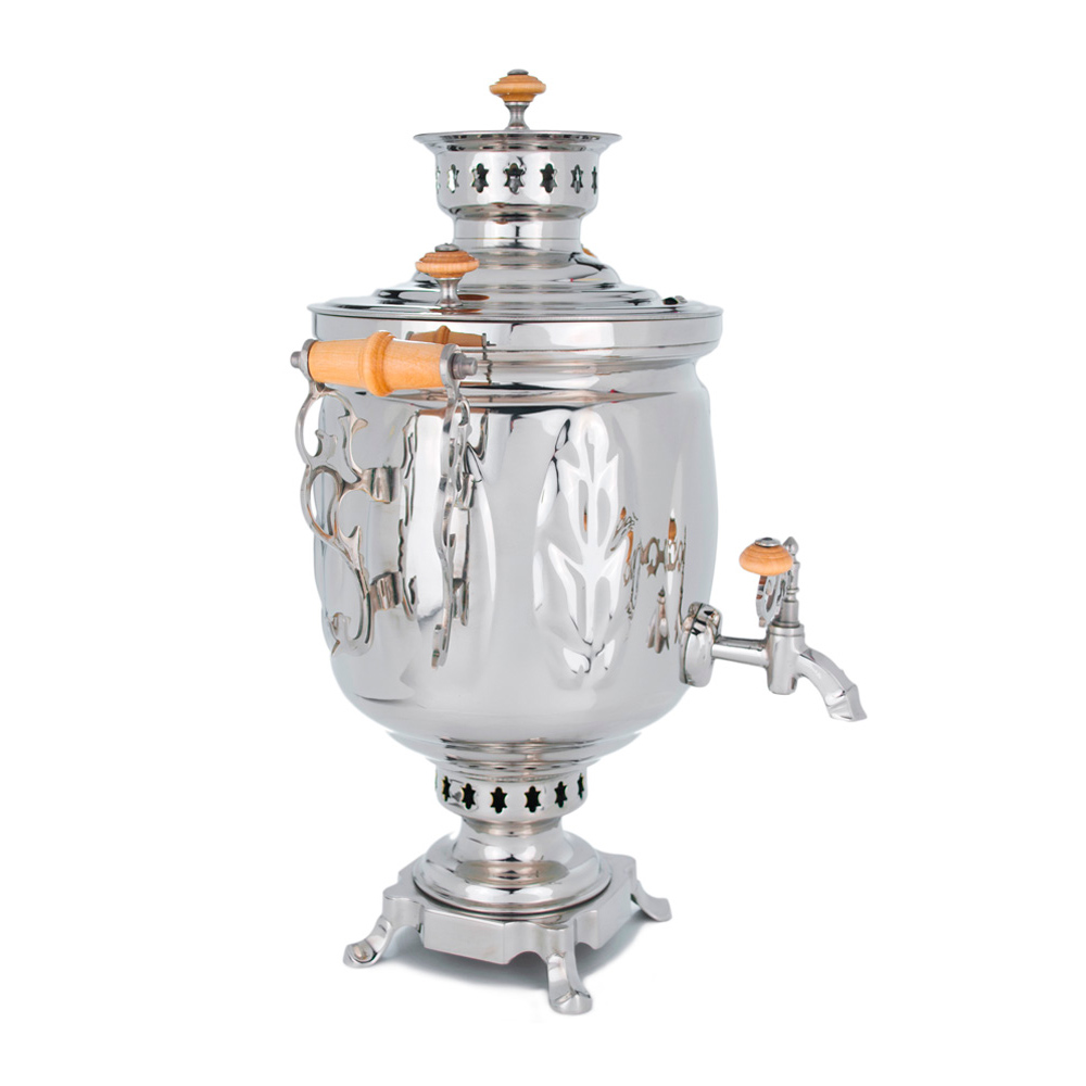 Фотография самовар жаровой "банка", 5 литров,  никелированный №4