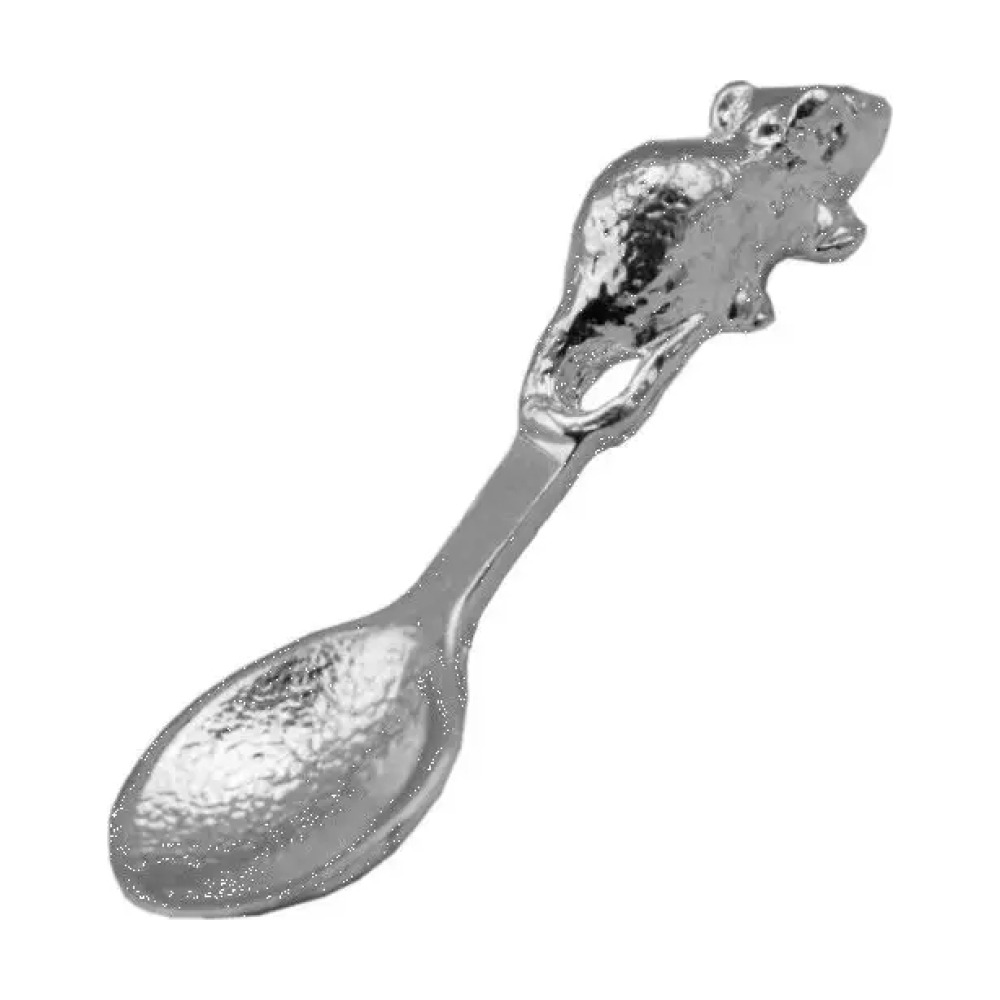 Ложка сувенирная Мышь из серебра 925 пробы