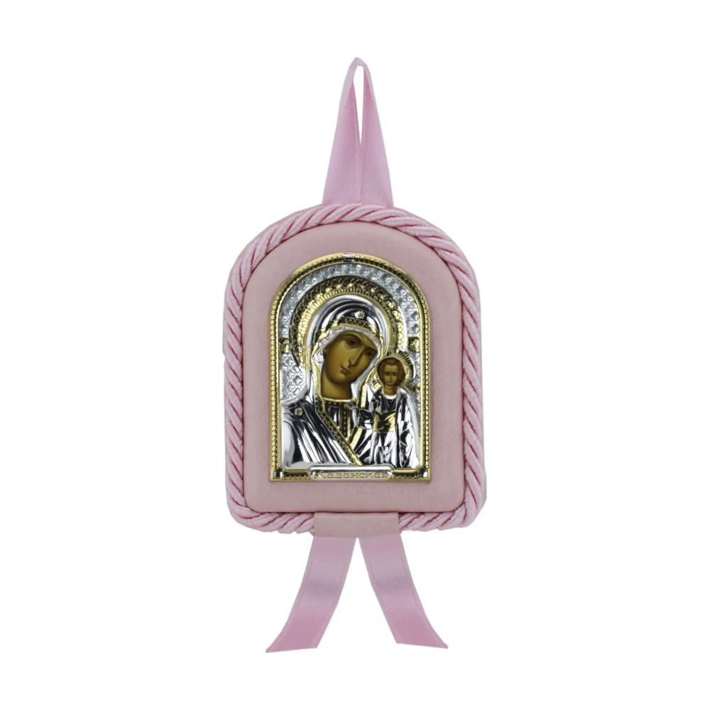 Набор детский Казанская Божья матерь: икона и ложка из серебра 925 пробы