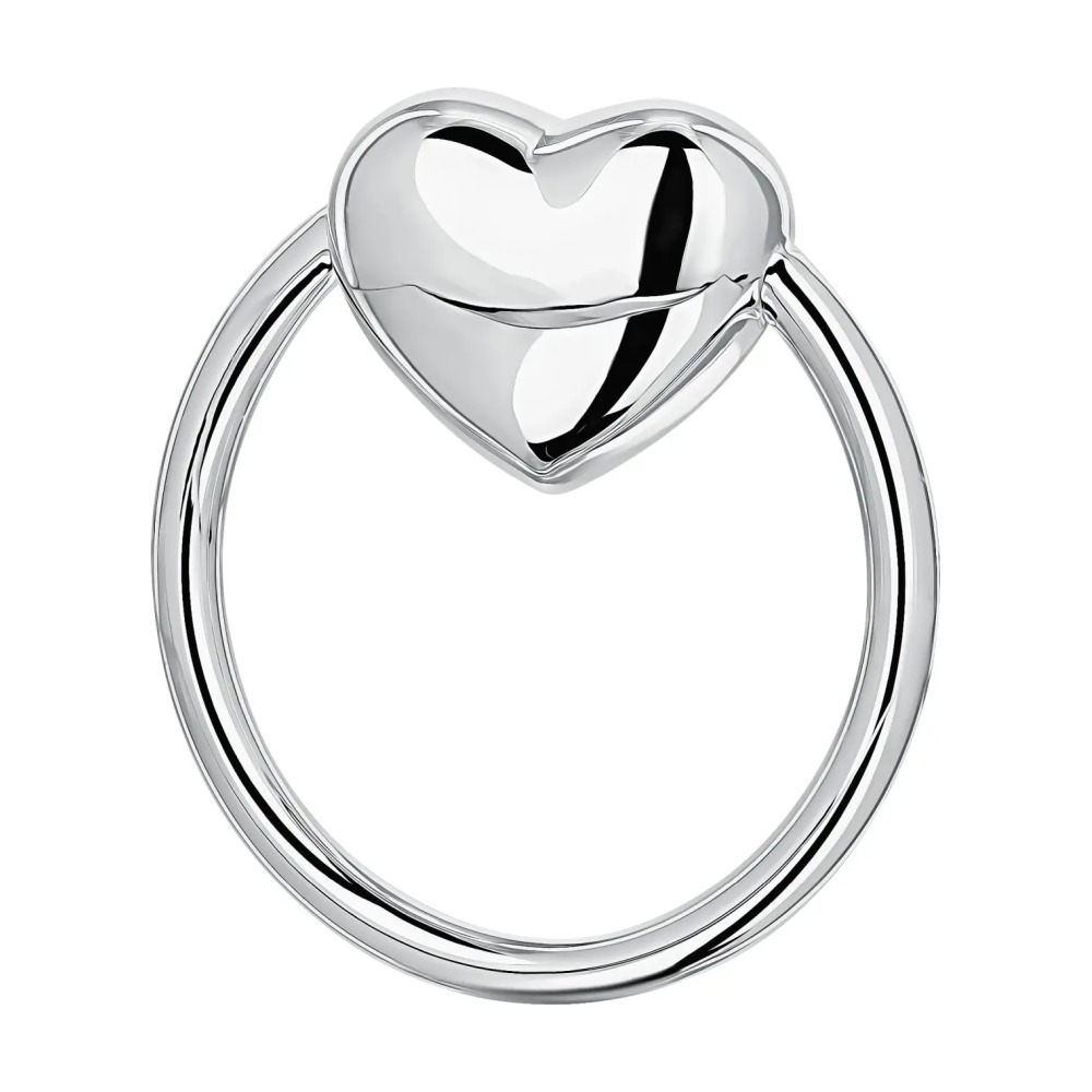 Погремушка Сердце на кольце из серебра 925 пробы