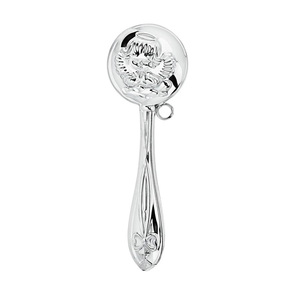 Набор для малышей DODO Ангел: ложка с позолотой и погремушка из серебра 925 пробы