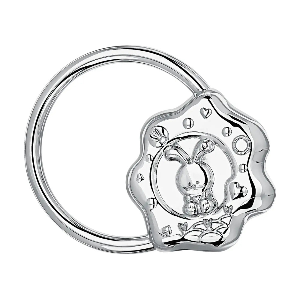 Набор для малышей DODO Зайка: ложка Зайка с чернением и погремушка из серебра 925 пробы