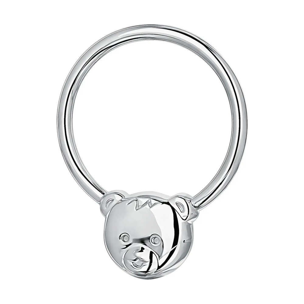 Набор для малышей DODO Мишка с бантом: ложка и погремушка из серебра 925 пробы