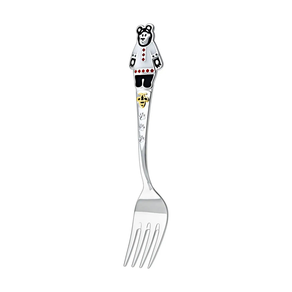 Набор детский DODO Маша и Миша: вилка и ложка с позолотой и с эмалью из серебра 925 пробы