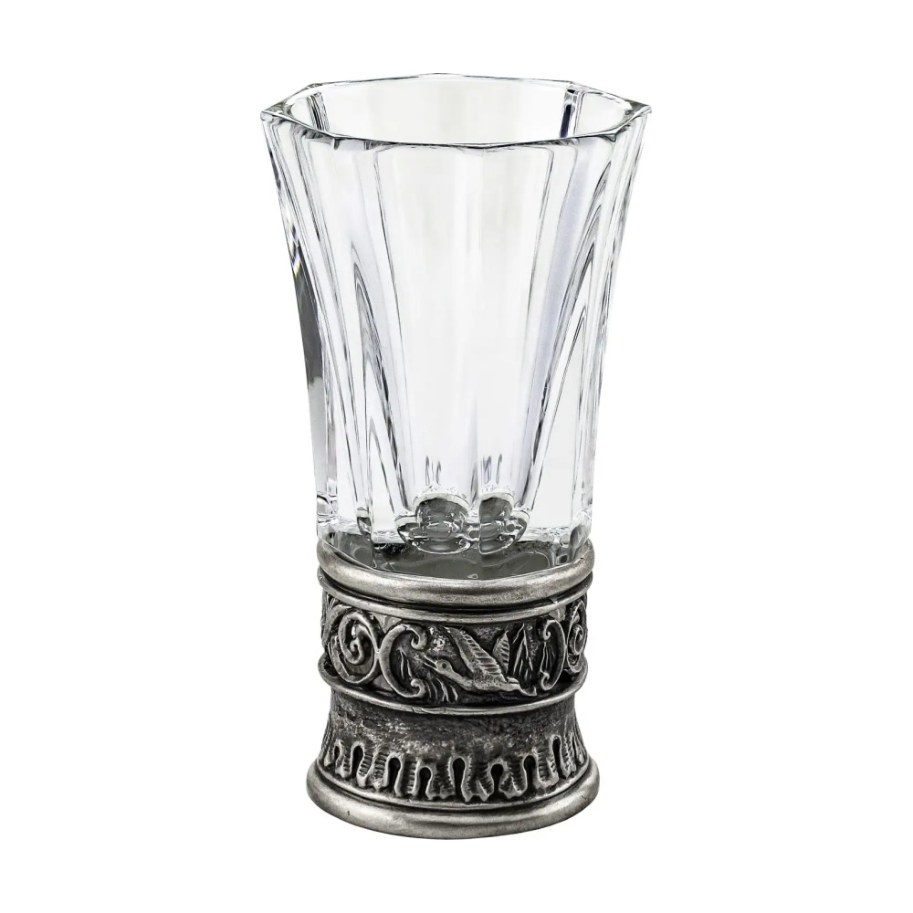 Стопка с хрустальной вставкой + футляр из серебра 925 пробы