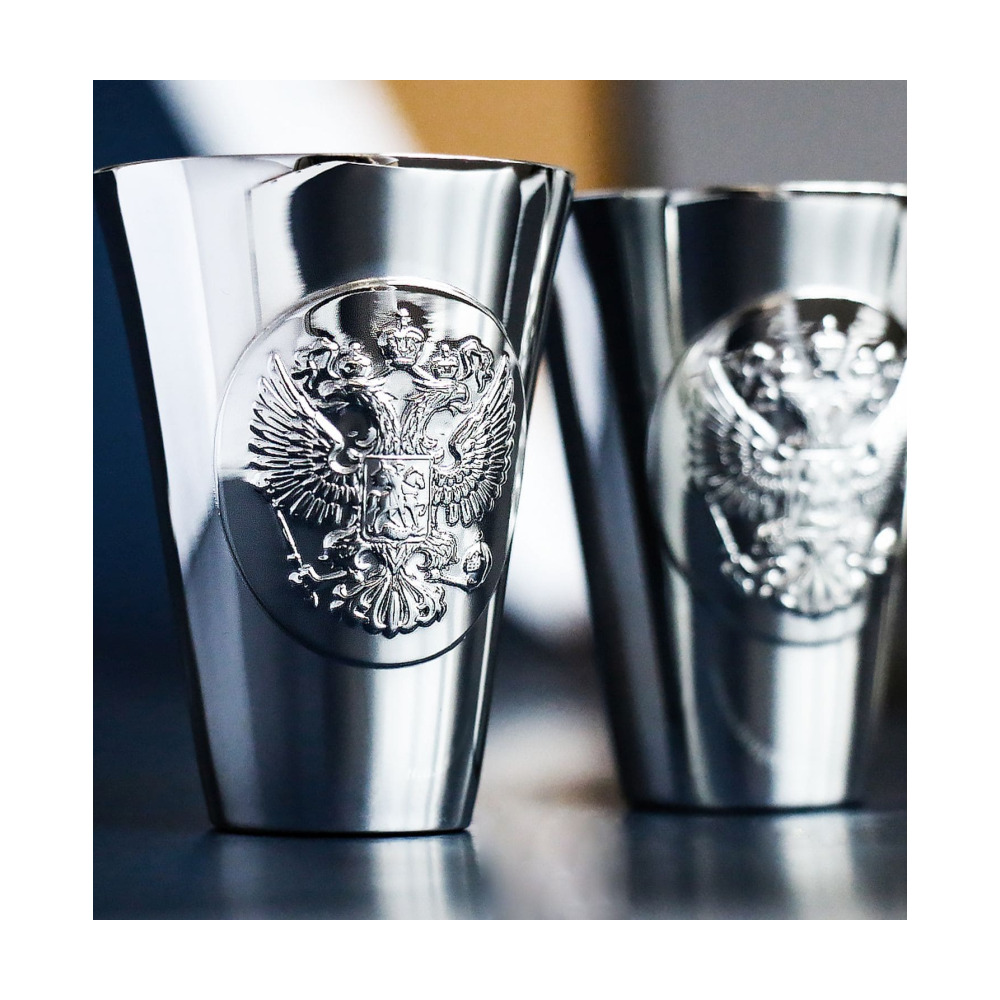 Набор стопок Герб полированный, в футляре из серебра 925 пробы