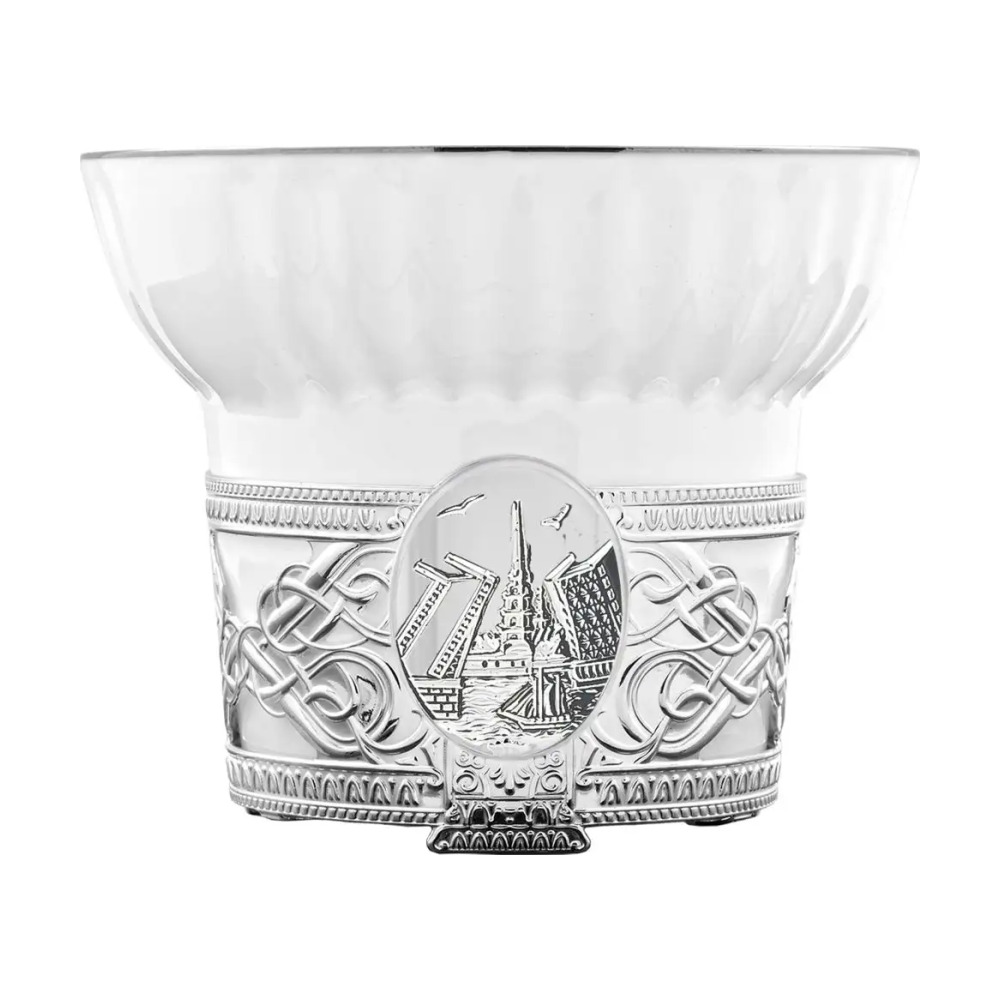 Набор чайная чашка Санкт-Петербург : 2 ложка, 2 чашки из серебра 925 пробы