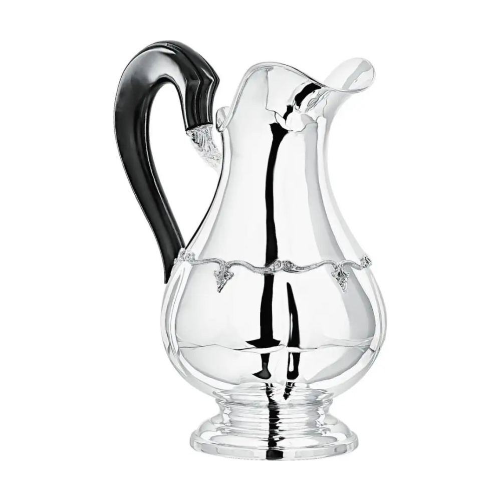 Кувшин с цветочным орнаментом и деревянной ручкой маленький из серебра 925 пробы в футляре