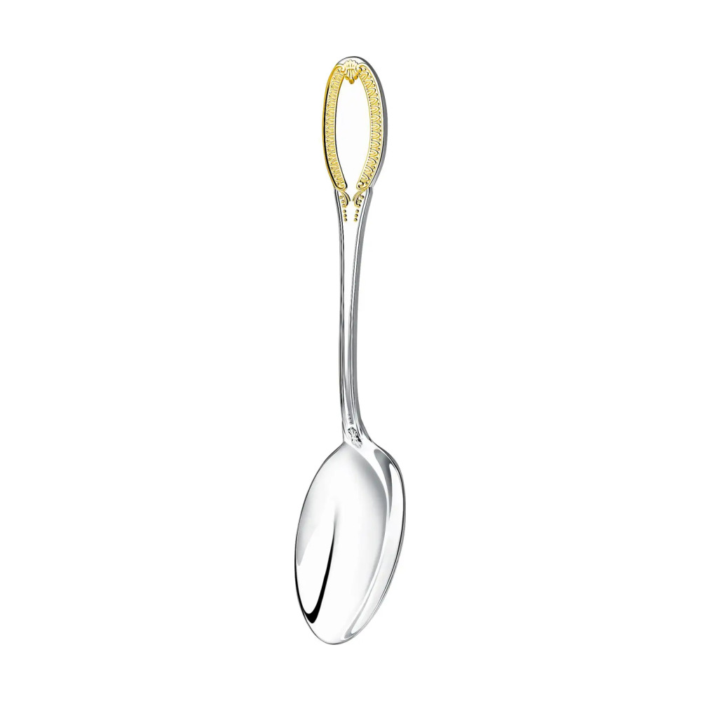 Набор столовый Император с позолотой: вилка, ложка, нож, чайная ложка облегченный из серебра 925 пробы