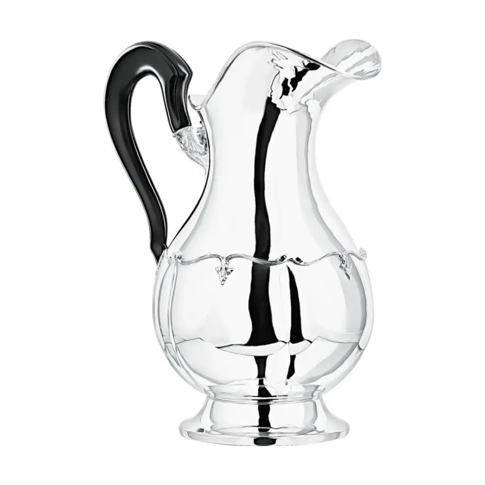 Кувшин с цветочным орнаментом и деревянной ручкой из серебра 925 пробы в футляре