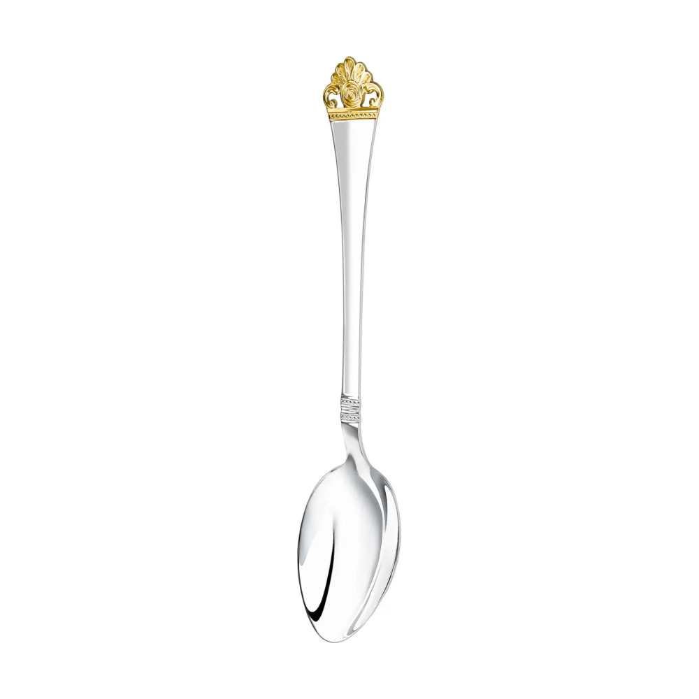 Набор столовый Афина 48 предметов с позолотой : вилка, ложка, нож, чайная ложка из серебра 925 пробы